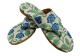White Blue Green Floral Handblock Print Chappal